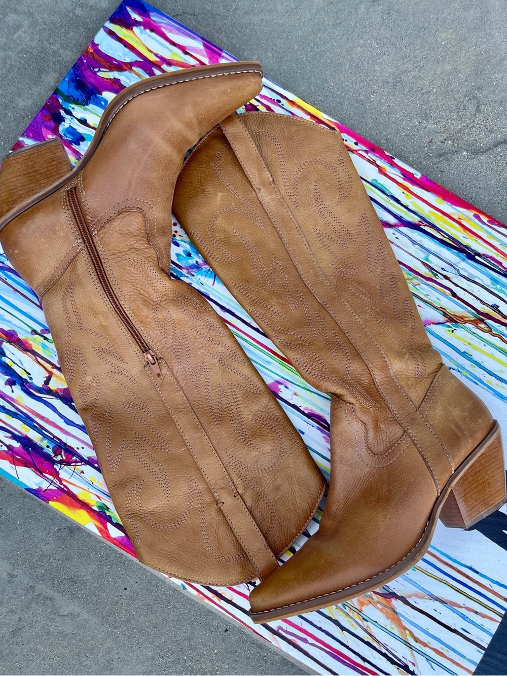 Anthropologie Leather Western Boots